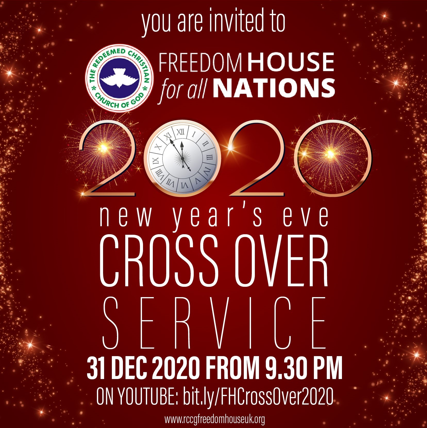New Year's Eve YouTube church service invitation